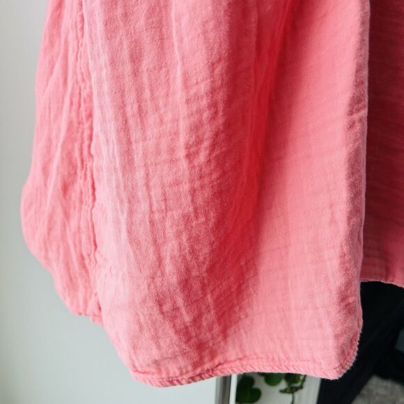 Old Navy Coral Pink Ruffly 100% Cotton Soft Billowy Cottagecore Blouse - Large - Picture 5 of 8